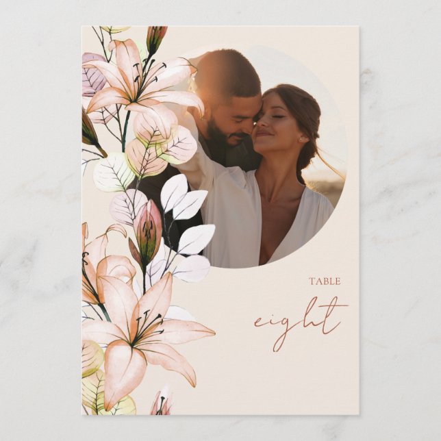 Convite Número de Mesa de Foto Floral Outono Boho Rústico (Frente)