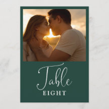 Número de Mesa de Foto Verde Esmeralda Elegante