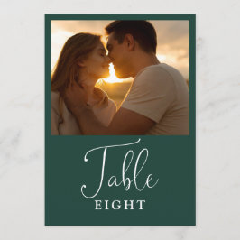 Convite Número de Mesa de Foto Verde Esmeralda Elegante