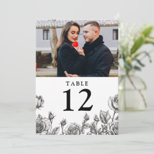 Convite Número de Mesa de Fotos de Rosas Florais Góticas