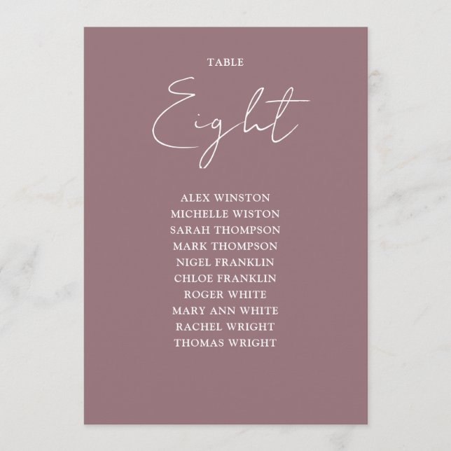 Convite Número de mesa de gráfico de assentos moderno eleg (Frente)