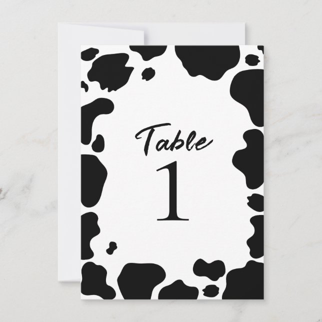 Convite Número de Mesa de Impressão de Pontos de Vaca Moo  (Frente)
