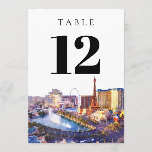 Convite Número de Mesa de Las Vegas Nevada Aquarela