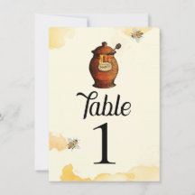 Número de Mesa do Chá de Bebê Mel Vintage Honey Po