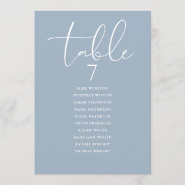 Convite Número de Mesa do Plano de Assentos Elegante Azul 