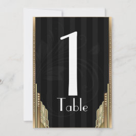 Convite Número de Mesa Dourado Art Déco em Listras