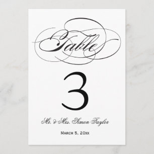 Convite Número de Mesa Elegant Script - Preto