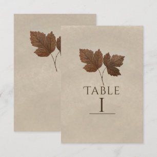 Convite Número de Mesa Elegante Folhas de Outono Minimalis