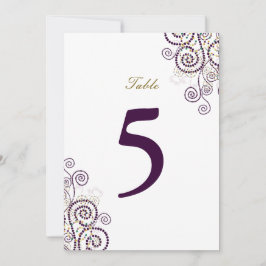 Convite Número de Mesa Elegante Vintage Boho Roxo Espiral