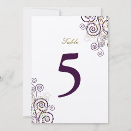 Convite Número de Mesa Elegante Vintage Boho Roxo Espiral