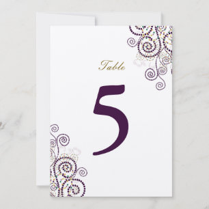 Convite Número de Mesa Elegante Vintage Boho Roxo Espiral