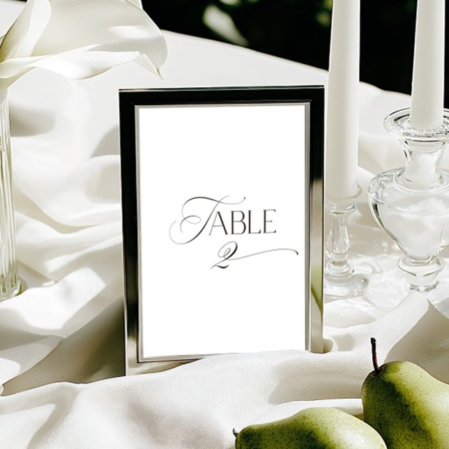 Convite Número de Mesa em Caligrafia Moderna Clássica Bran (This design is not editable. All table numbers can be found in the collection on this page.)