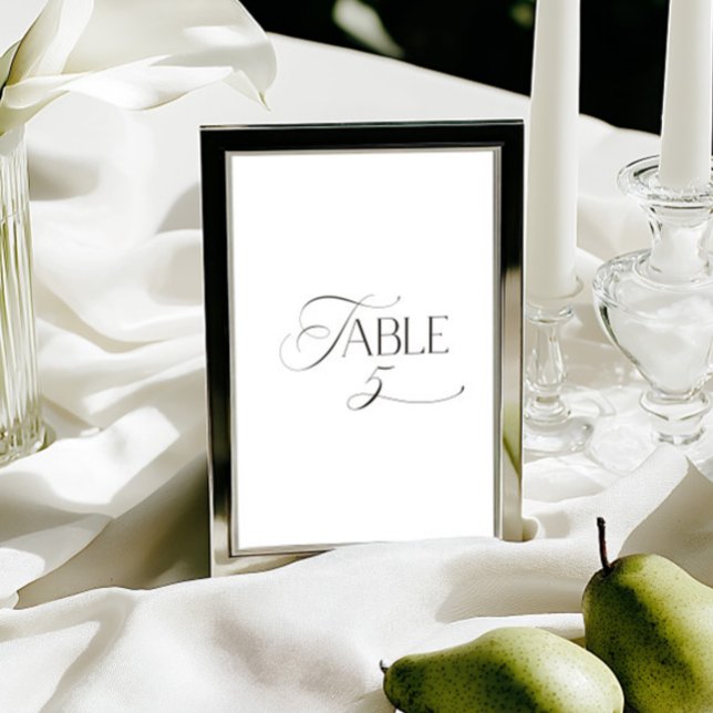Convite Número de Mesa em Caligrafia Moderna Clássica Bran (This design is not editable. All table numbers can be found in the collection on this page.)