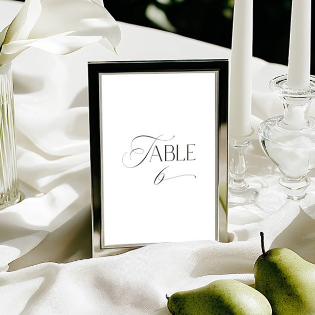 Convite Número de Mesa em Caligrafia Moderna Clássica Bran (This design is not editable. All table numbers can be found in the collection on this page.)