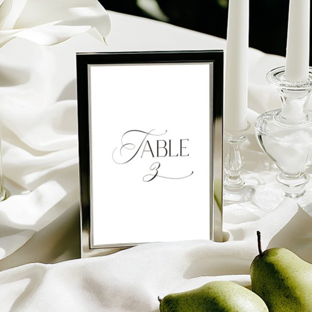 Convite Número de Mesa em Caligrafia Moderna Clássica Bran (This design is not editable. All table numbers can be found in the collection on this page.)