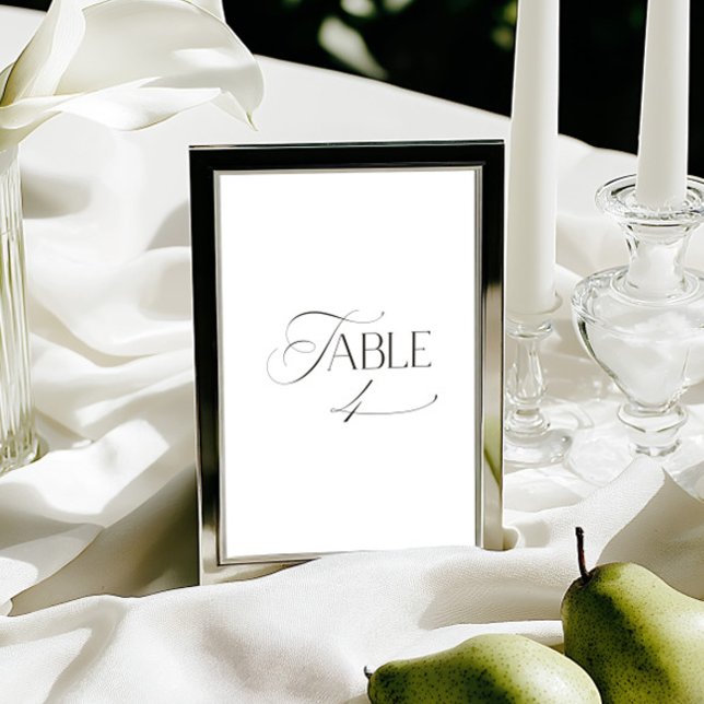 Convite Número de Mesa em Caligrafia Moderna Clássica Bran (This design is not editable. All table numbers can be found in the collection on this page.)