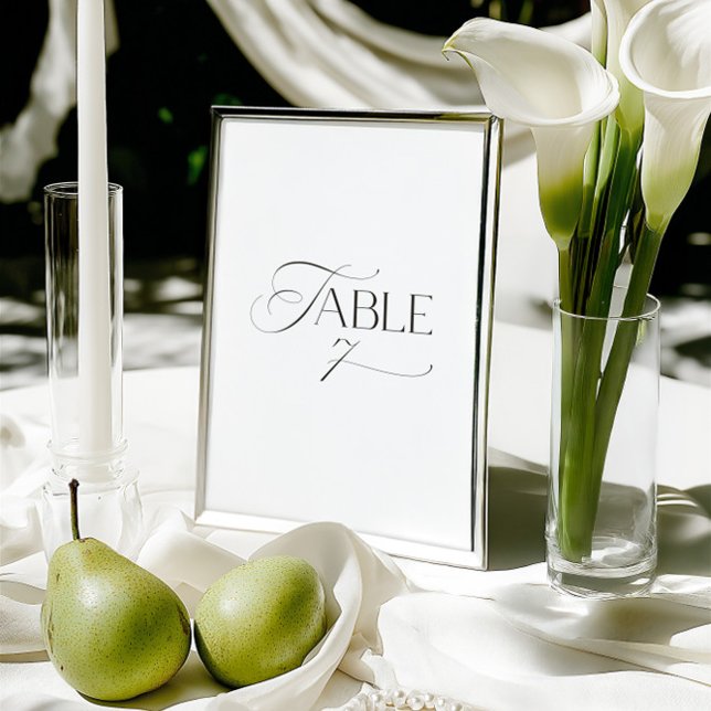 Convite Número de Mesa em Caligrafia Moderna Clássica Bran (This design is not editable. All table numbers can be found in the collection on this page.)