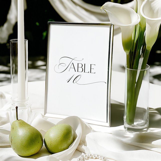 Convite Número de Mesa em Caligrafia Moderna Clássica Bran (This design is not editable. All table numbers can be found in the collection on this page.)