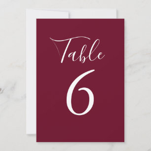 Convite Número de Mesa em Grafia Chic Borgonha Simples