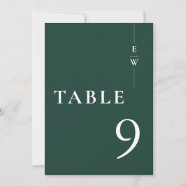 Convite Número de mesa em monograma minimalista verde esme