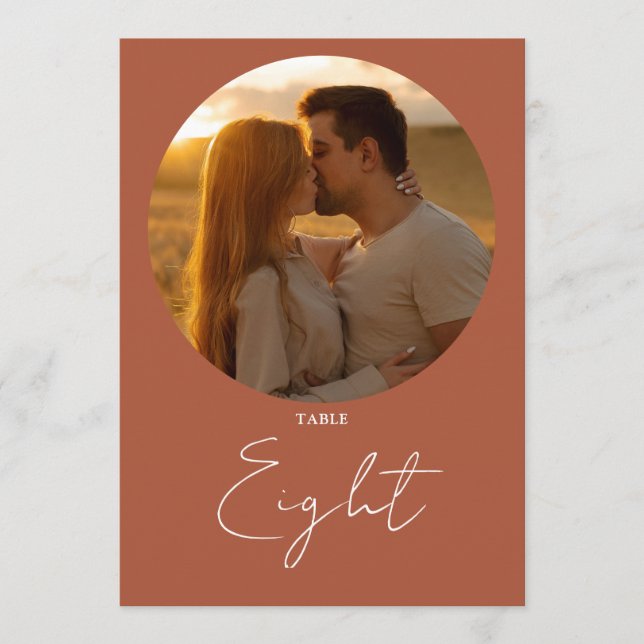 Convite Número de mesa em terracota com escrita moderna mi (Frente)