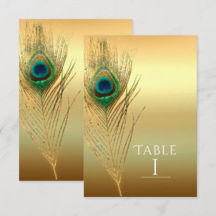 Convite Número de Mesa Exótico Boho Chic Pena de Pavão Dou
