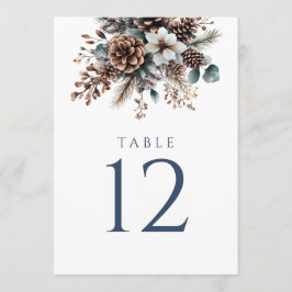 Convite Número de Mesa Floral Aquarela de Pinha Rústica