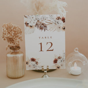 Convite Número de Mesa Floral Boho Pampas