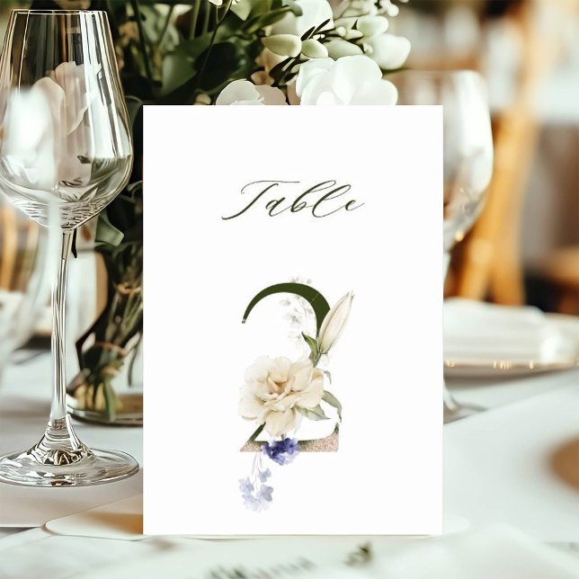 Convite Número de Mesa Floral Botânico 5x7 Número 2 (Criador carregado)