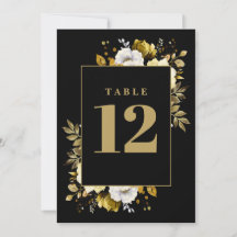 Número de Mesa Floral Country Elegante Preto e Dou