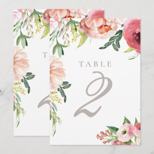 Convite Número de Mesa Floral Peônia Rosa Bege Casamento