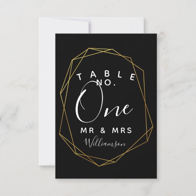 Convite número de mesa geométrico para festa de casamento/ (Frente)