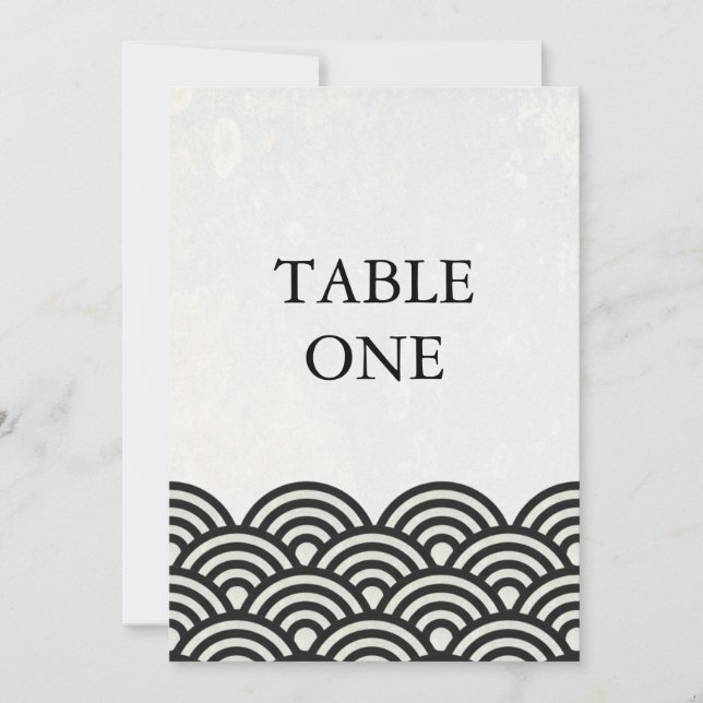 Convite Número de mesa grande com ondas estilizadas japone (Frente)