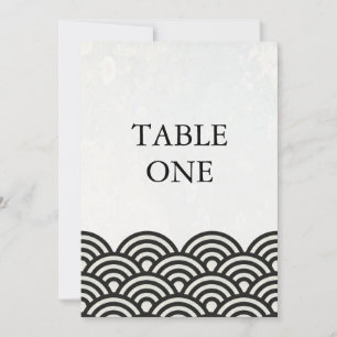Convite Número de mesa grande com ondas estilizadas japone