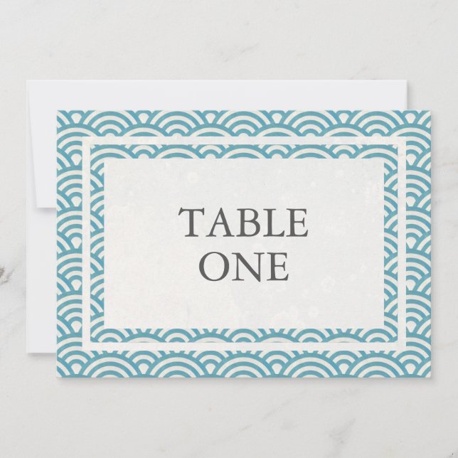 Convite Número de mesa grande com ondas estilizadas Seigha (Frente)