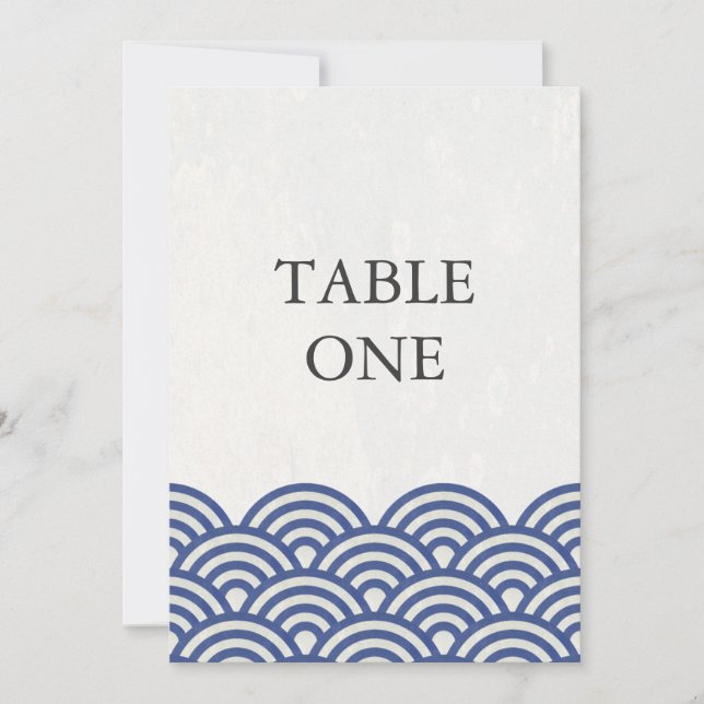 Convite Número de mesa grande com ondas estilizadas Seigha (Frente)