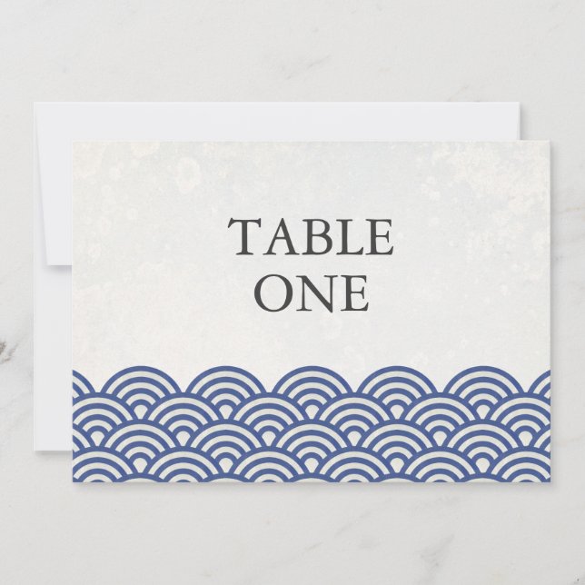 Convite Número de mesa grande com ondas estilizadas Seigha (Frente)