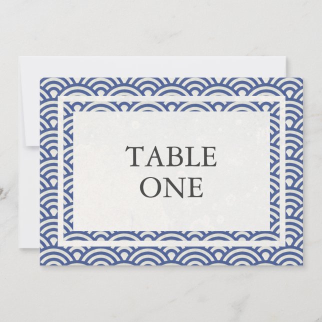 Convite Número de mesa grande com ondas estilizadas Seigha (Frente)