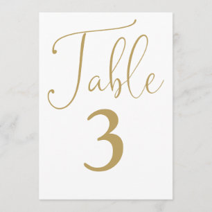 Convite Número de Mesa Grande Simples Dourado Chic Elegant
