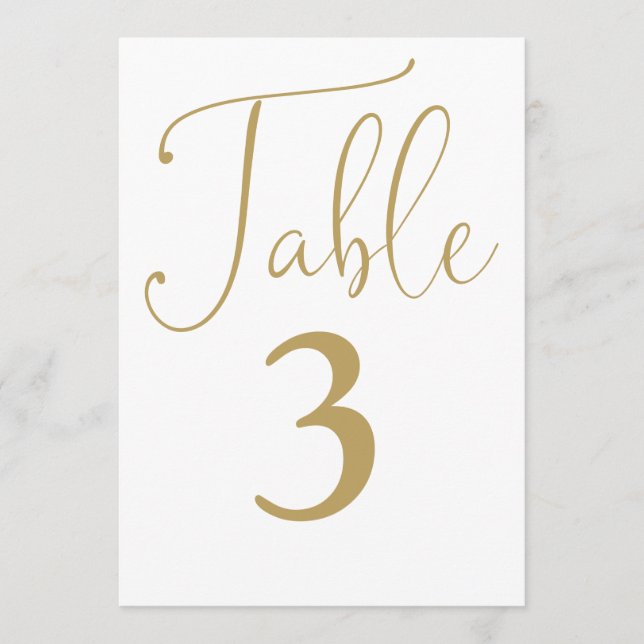 Convite Número de Mesa Grande Simples Dourado Chic Elegant (Frente)