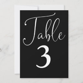 Convite Número de mesa grande simples preto e branco elega