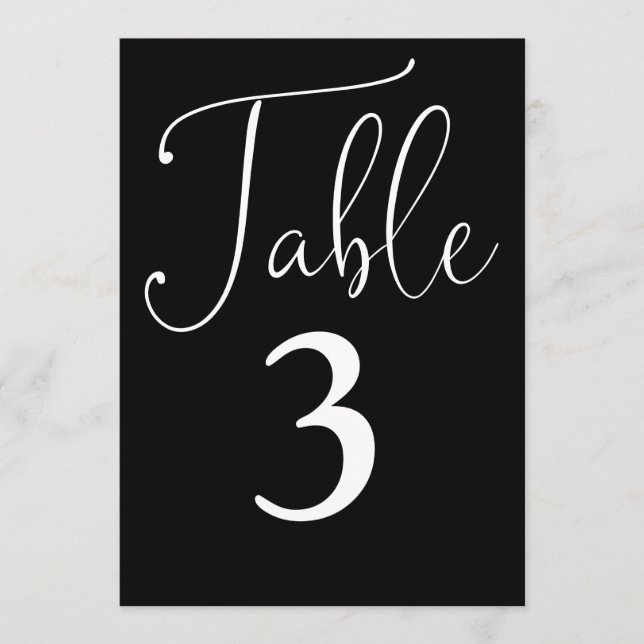 Convite Número de mesa grande simples preto e branco elega (Frente)