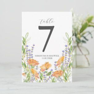 Convite Número de Mesa Imprimível Aquarela Flores