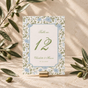 Convite Número de Mesa Jardim Inglês Sage Azul Pó