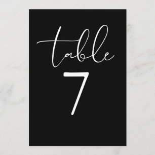 Convite Número de Mesa Moderno Elegante Preto e Branco em