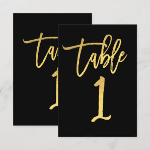 Convite Número de Mesa Moderno em Folha de Ouro Elegante 1