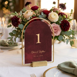 Convite Número de Mesa Moderno Simples em Veludo Falso Bur