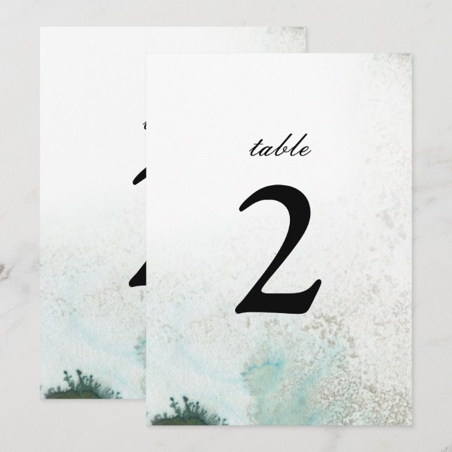 Convite Número de Mesa Ombre Watercolor | VERDE (Frente/Verso)