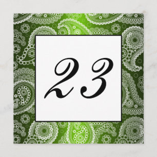 Convite Número de Mesa Paisley com Brilho Verde e Renda Br