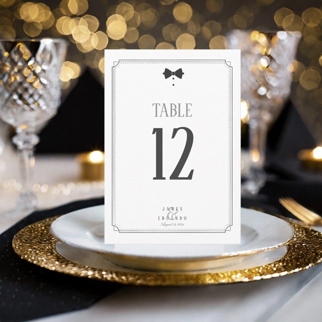 Convite Número de Mesa para Casamento Gravata Borboleta Pr (Criador carregado)
